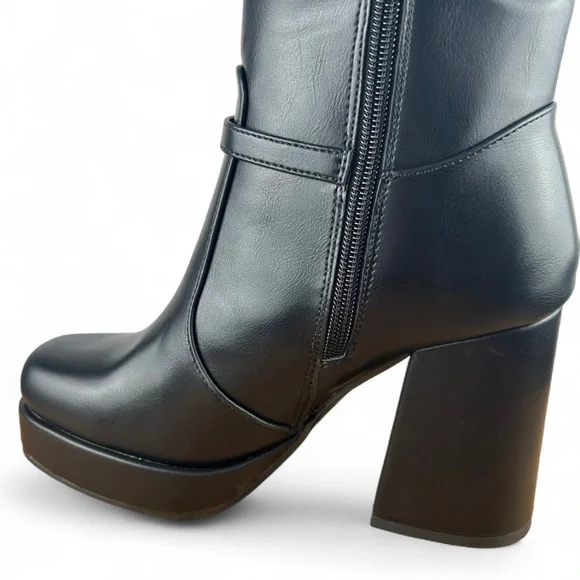 TOP MODA BLACK HIGH KNEE BOOTS (EAST-70) - Picture 8 of 8